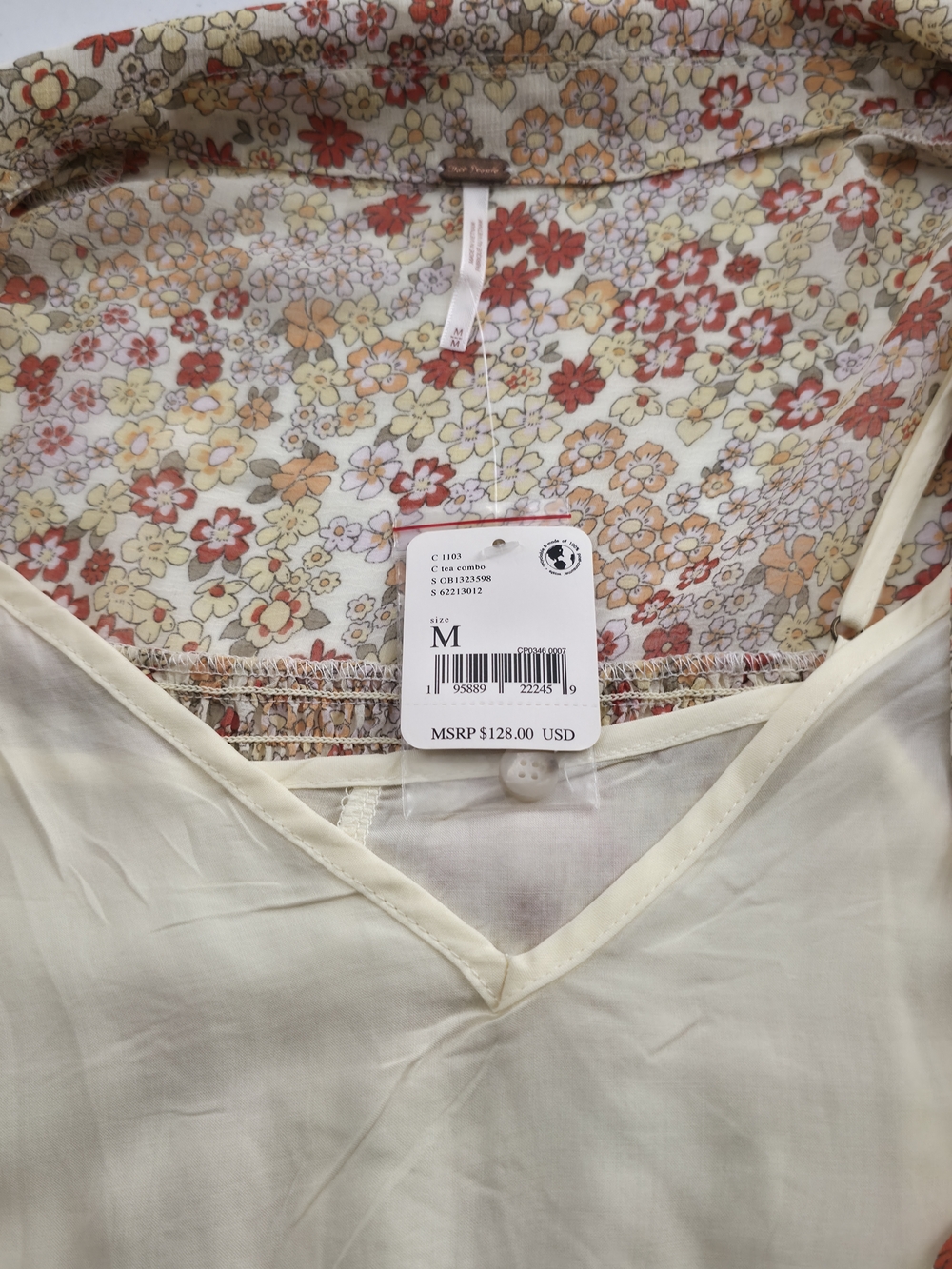 NWT Free People Floral Mini Dress Button Front Cottagecore Size M - Picture 12 of 15